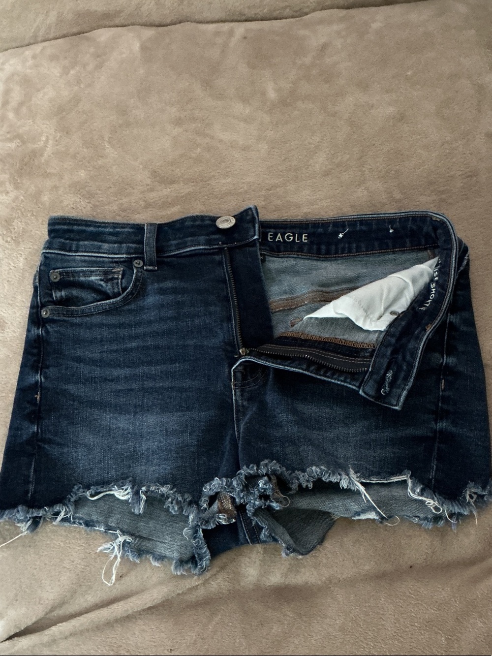 American Eagle Outfitters Dark Wash Distressed Denim Shorts